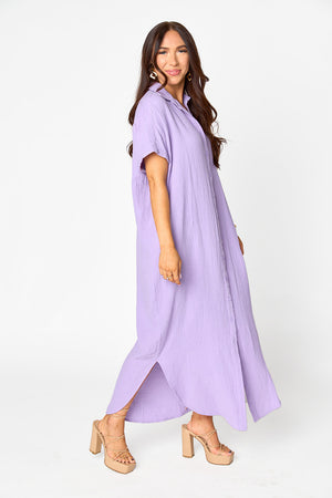 Carmen Cover Up Maxi Dress - Lavender