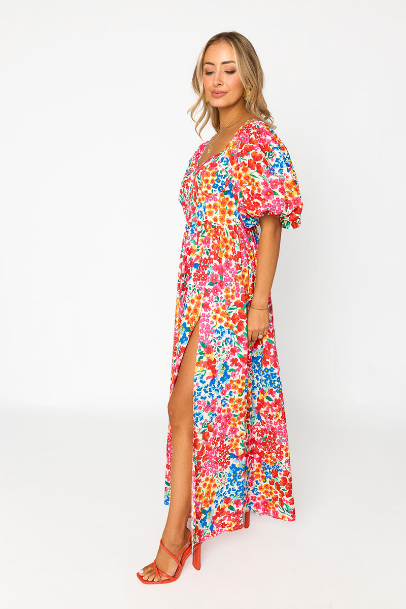 Jacqueline Sweetheart Neckline Midi Dress - Berry Blue