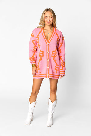 BuddyLove Varsity Cardigan Dress - Persimmon