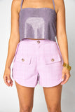 Mae Tweed High-Waisted Shorts - Lavender