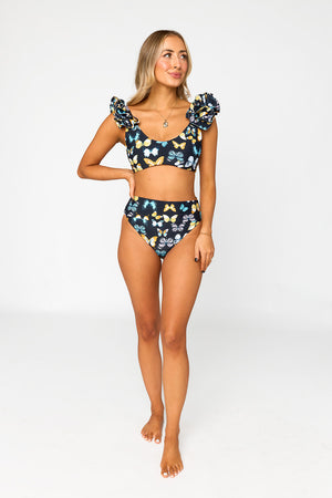Shelly Ruffle Shoulder High-Waisted Bikini - Mariposa