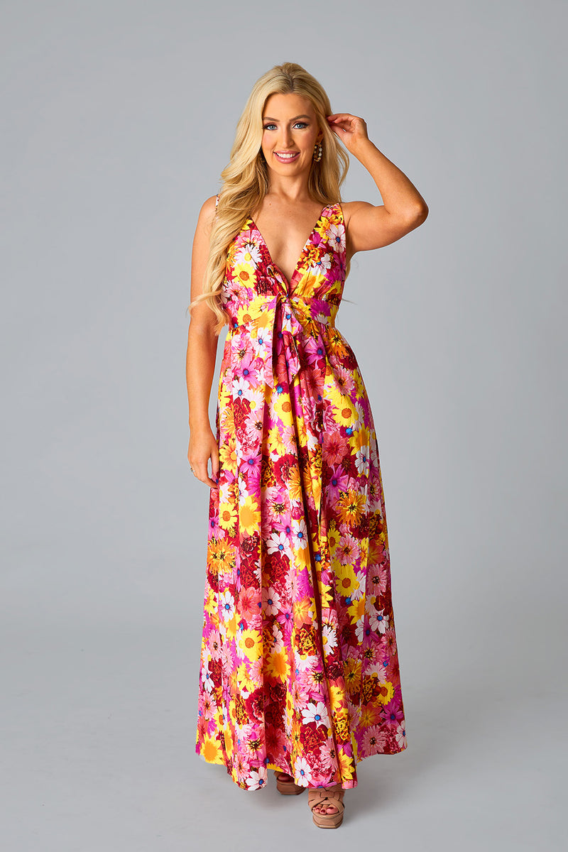 BuddyLove Zena Plunging Neck Maxi Dress - Sunshine