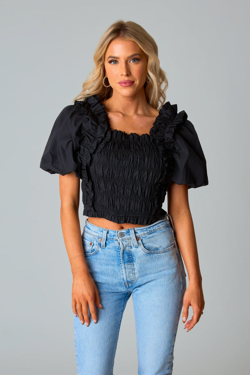 BuddyLove Tandy Puff Sleeve Top - Black