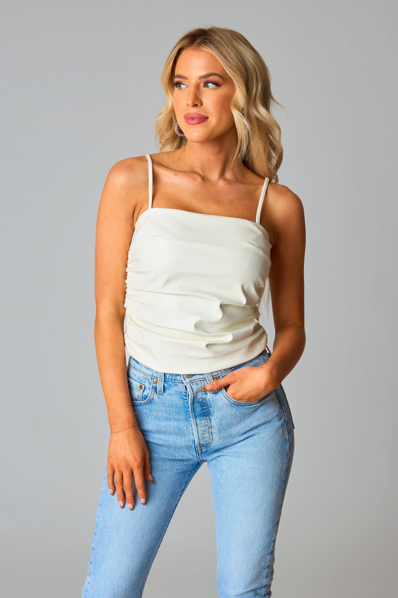 BuddyLove Jolee Vegan Leather Tank Top - Cream