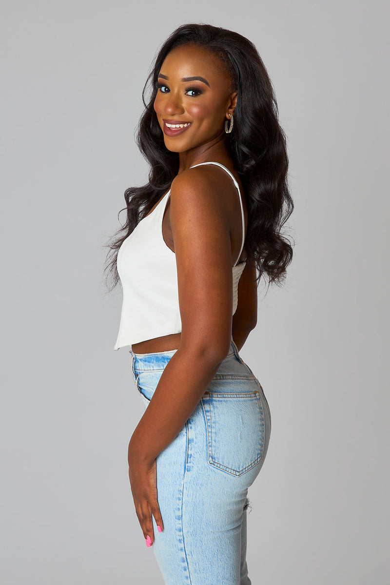 Coco Vegan Leather Corset Top - Cream