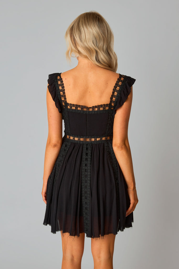 Adams Laced Mini Dress - Black