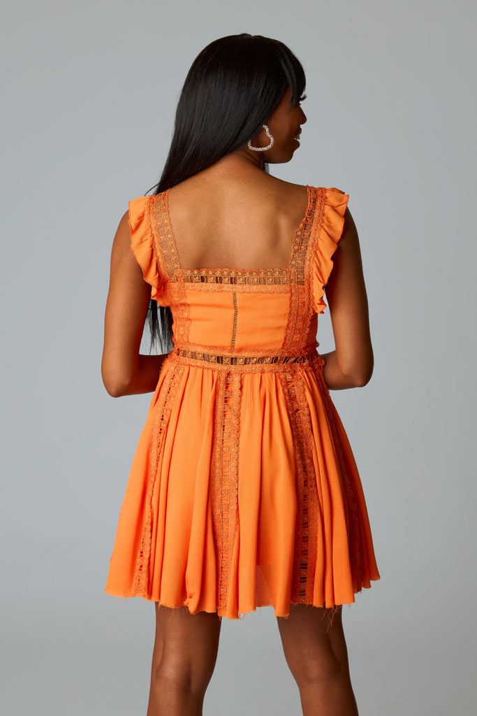 Adams Laced Mini Dress - Orange