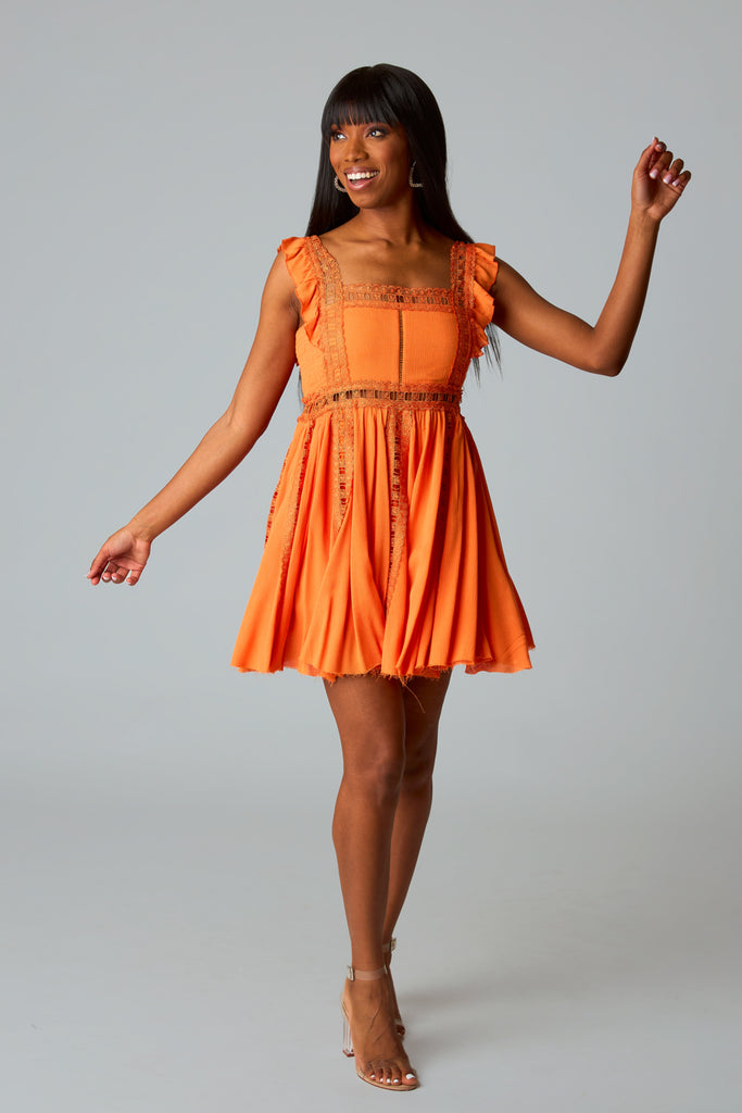 Adams Laced Mini Dress - Orange