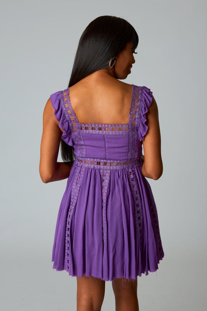 Adams Laced Mini Dress - Purple