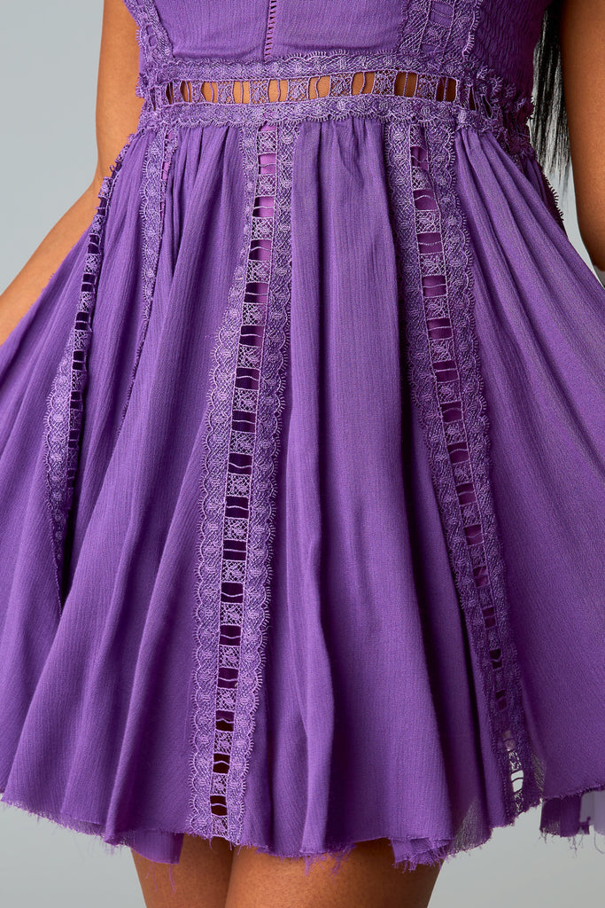 Adams Laced Mini Dress - Purple