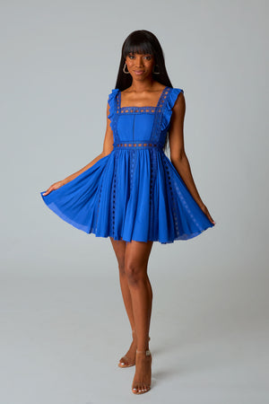 Adams Laced Mini Dress - Royal Blue