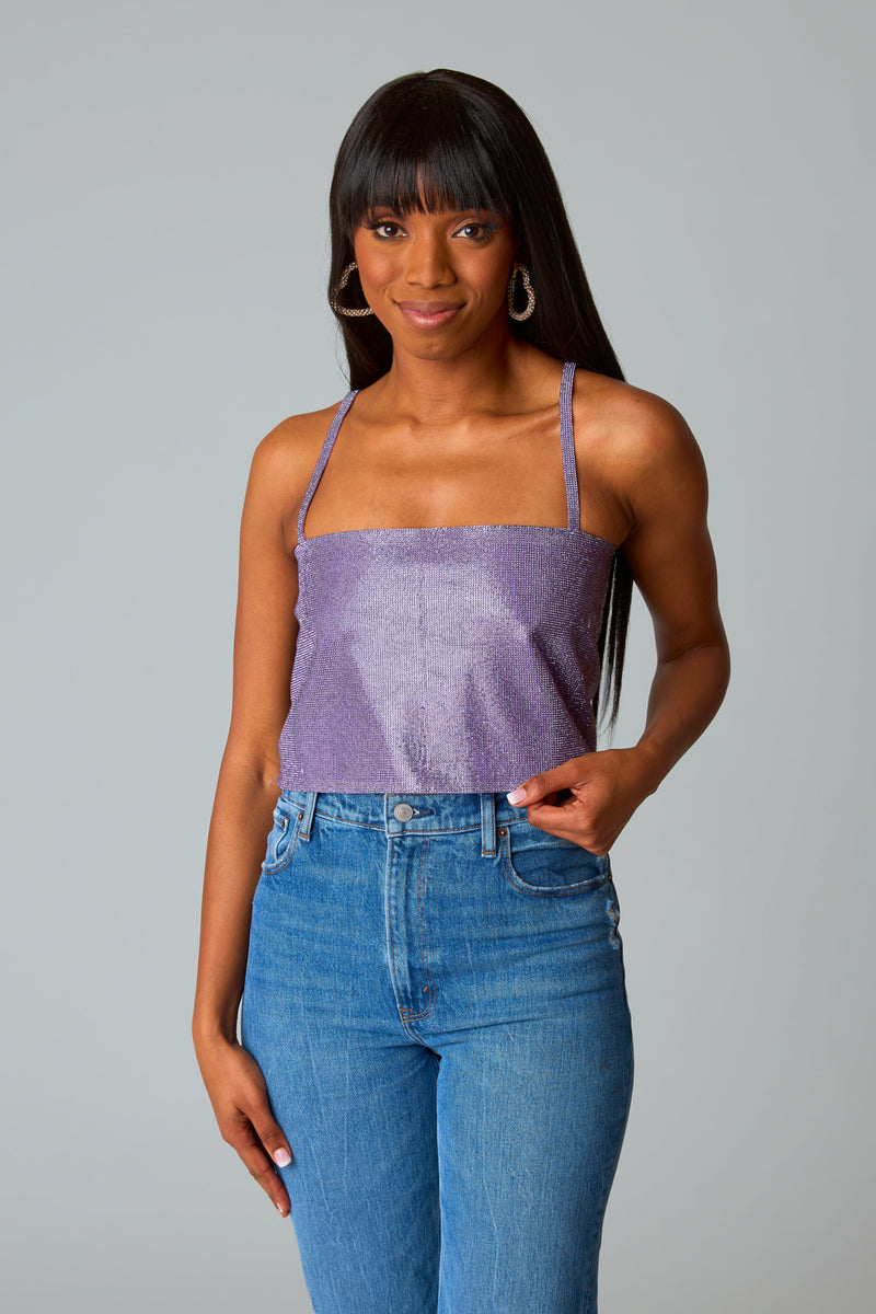 BuddyLove Girly Girl Rhinestone Top - Purple