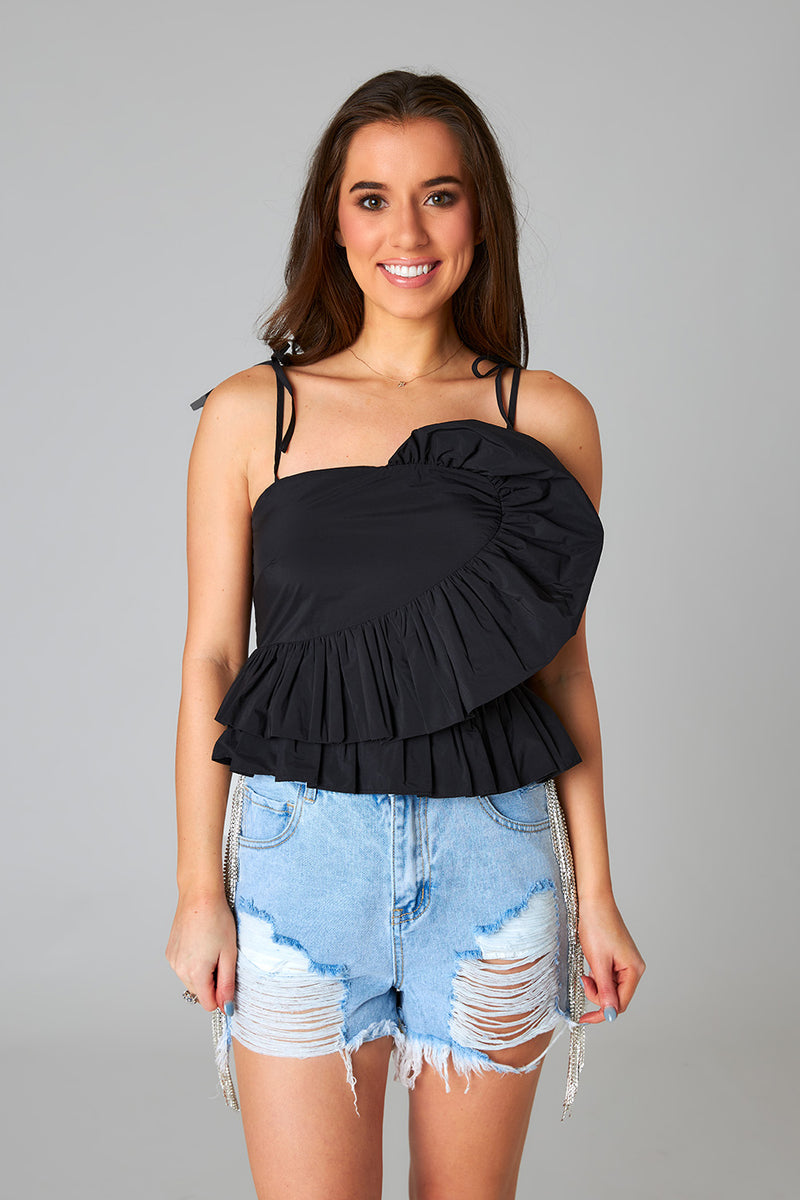 BuddyLove Beck Ruffle Tank Top - Black