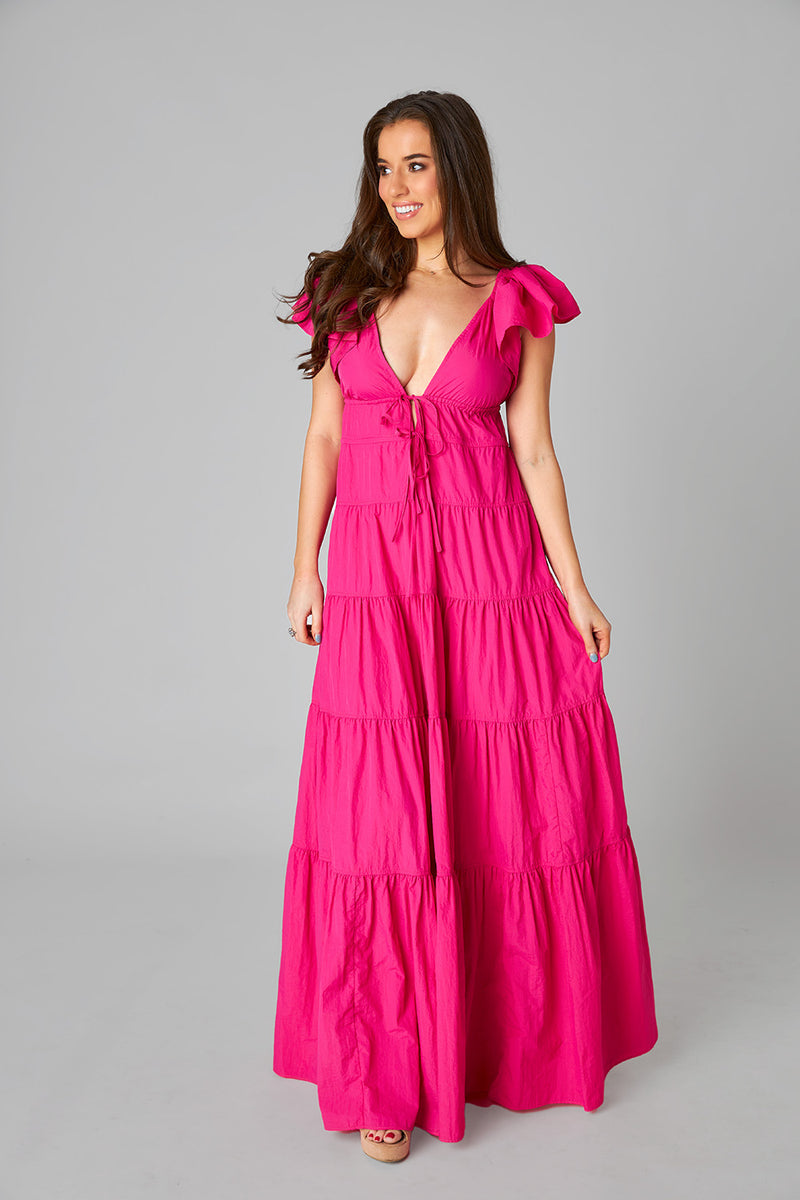 BuddyLove Holland Tiered Maxi Dress - Raspberry