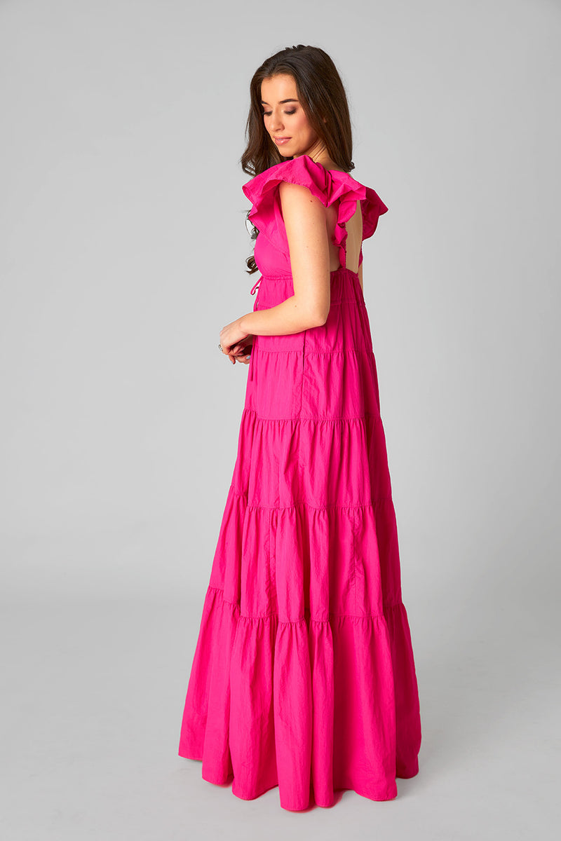 BuddyLove Holland Tiered Maxi Dress - Raspberry