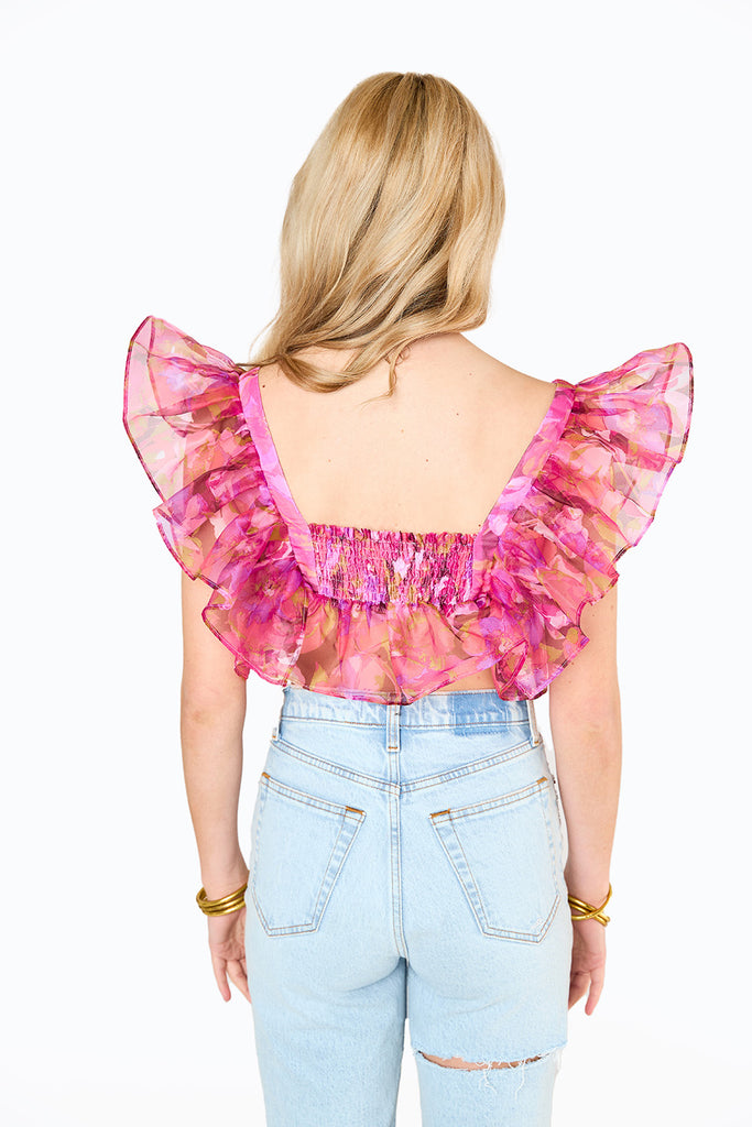 Madeline Ruffle Sleeve Bustier Top - Off To Paradise