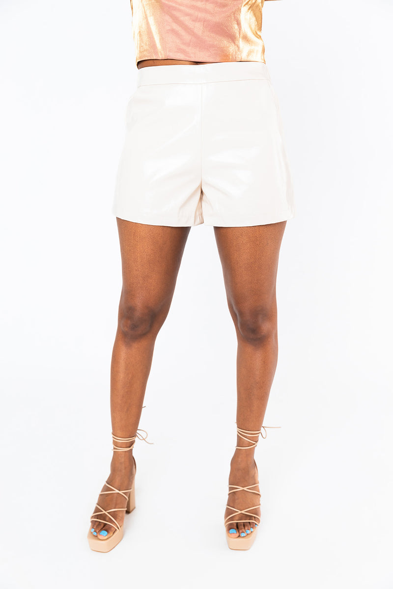 Vince Vegan Leather Shorts - Ecru