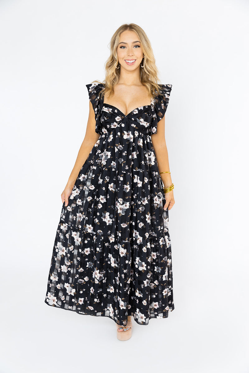 BuddyLove Lilly Sweetheart Neckline Maxi Dress - Flower Basket