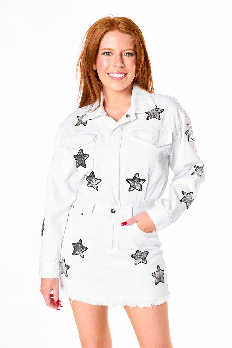 BuddyLove Raelynn Denim Mini Dress - White