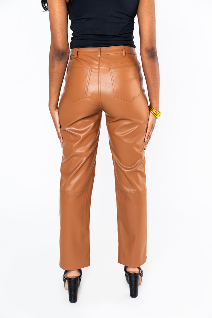 BuddyLove Gomez Vegan Leather Pants - Camel
