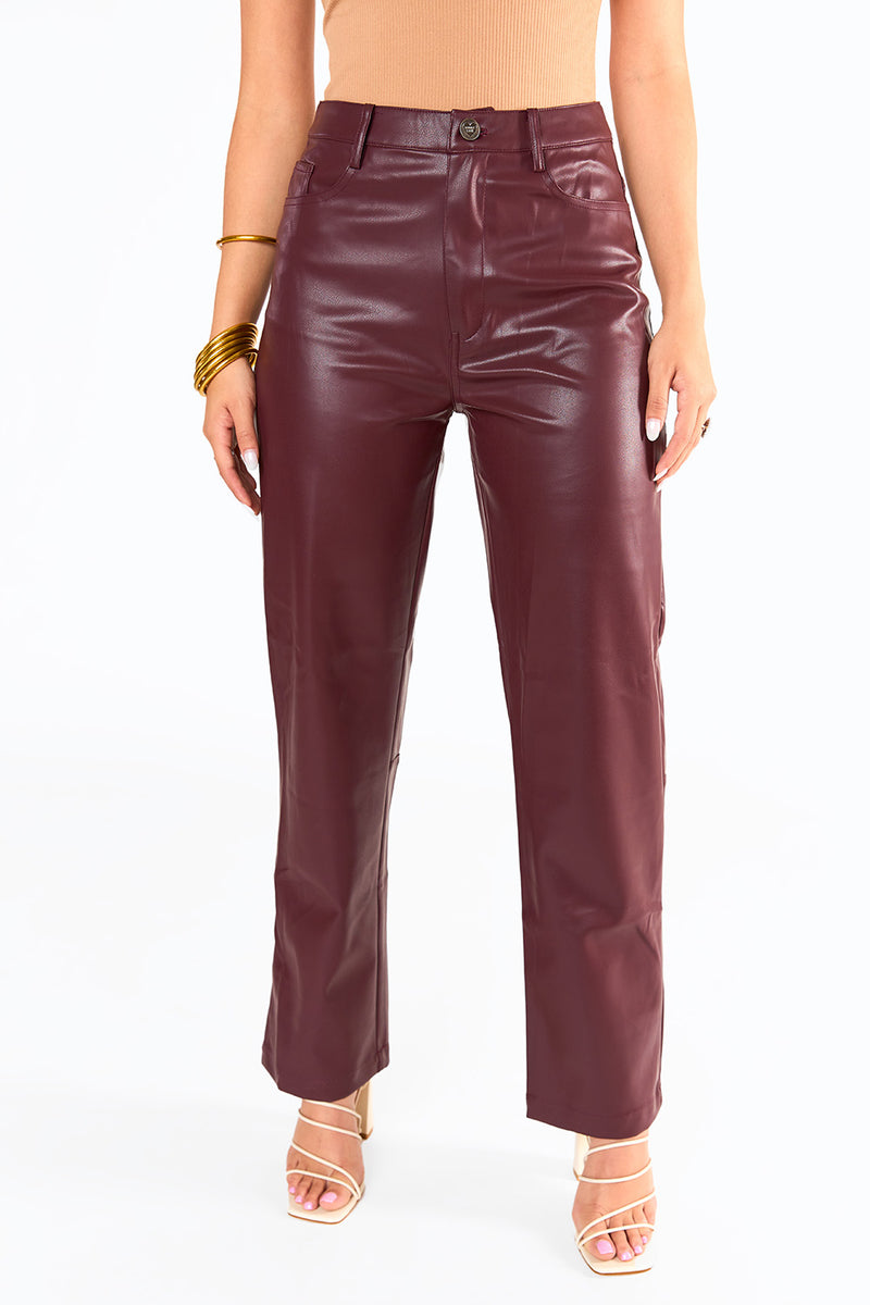 BuddyLove Gomez Vegan Leather Pants - Wine