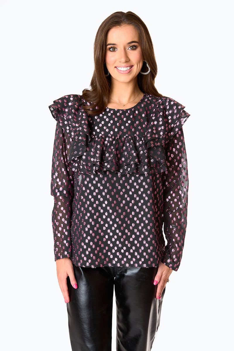 BuddyLove Prairie Ruffle Long Sleeve Top - Copper Pennies