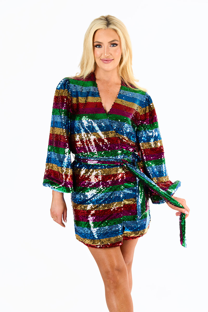 BuddyLove Adeline Sequin Wrap Dress - Prism 