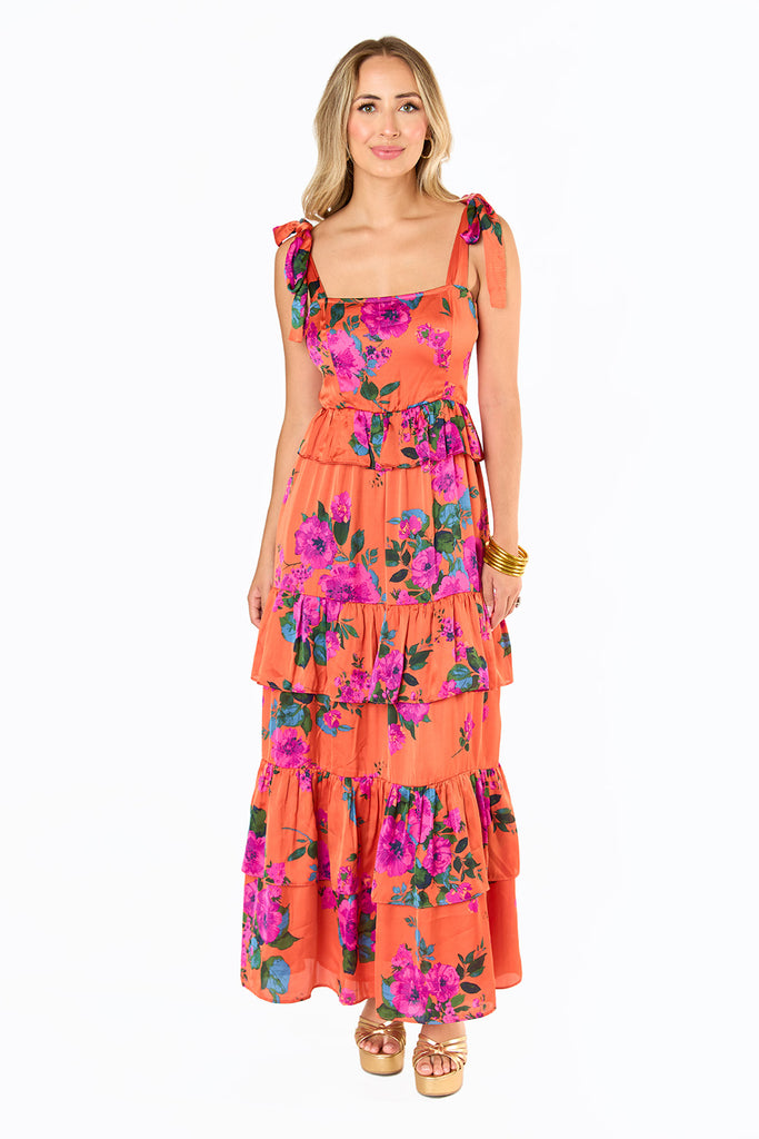 Edie Tie-Shoulder Maxi Dress - Tuscan Rose