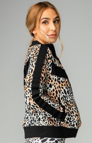 Vonn Elastic Long Sleeve Zip Up Jacket - Cheetah
