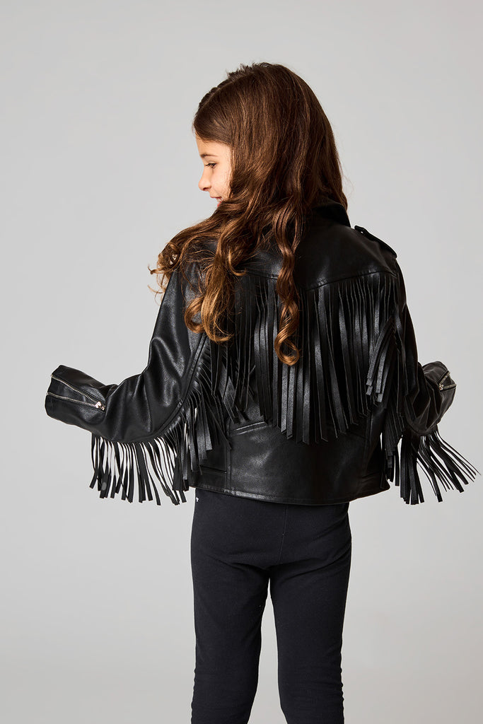 Mini Francesca Vegan Leather Jacket - Black