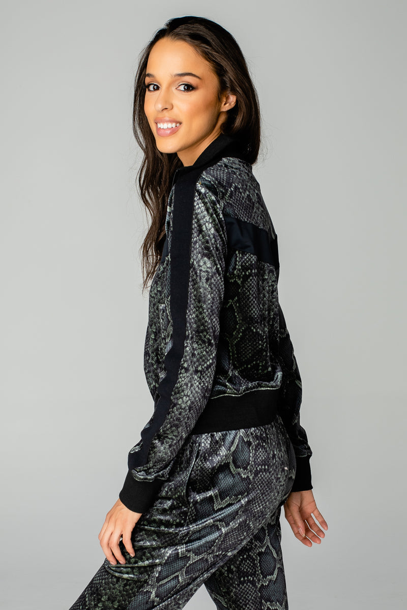 Carmela Velour Track Jacket - Olive