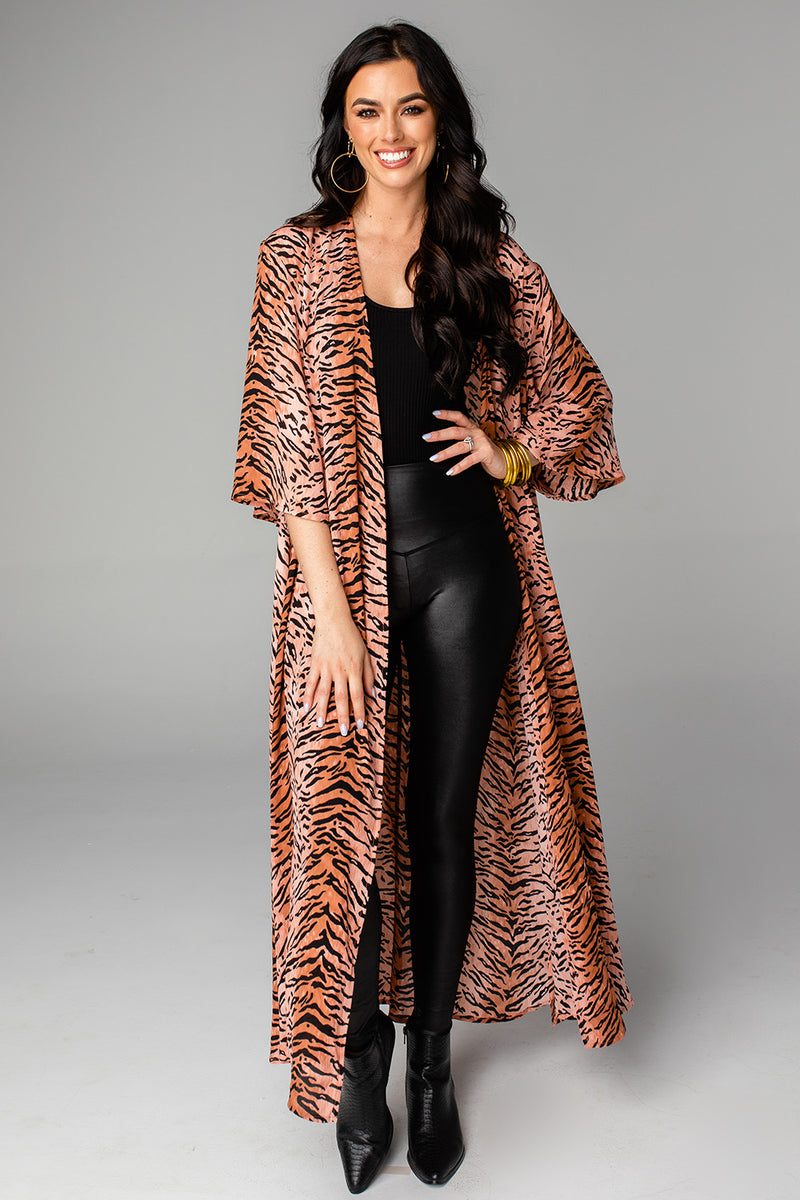 Alix Maxi Length Duster - Siberian Tiger