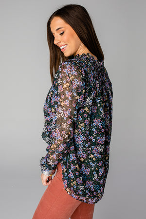 Everly Long Sleeve Button Up Blouse - Daisy