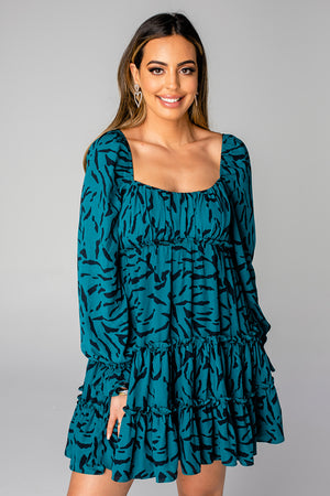 Doris Tiered Mini Dress - Juniper