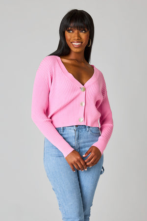 BuddyLove Noah Cropped Ribbed Sweater - Pink