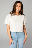 Taylor Cropped Vegan Leather Top - White