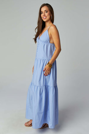 Kenna Tiered Maxi Dress - Blue