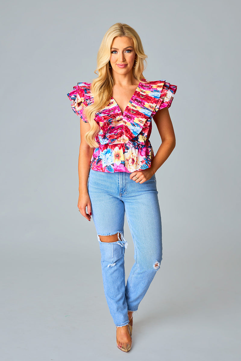 BuddyLove Nia Ruffle Pleated Top - Jubilee