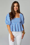 Alana Puff Sleeve Peplum Top - Nantucket