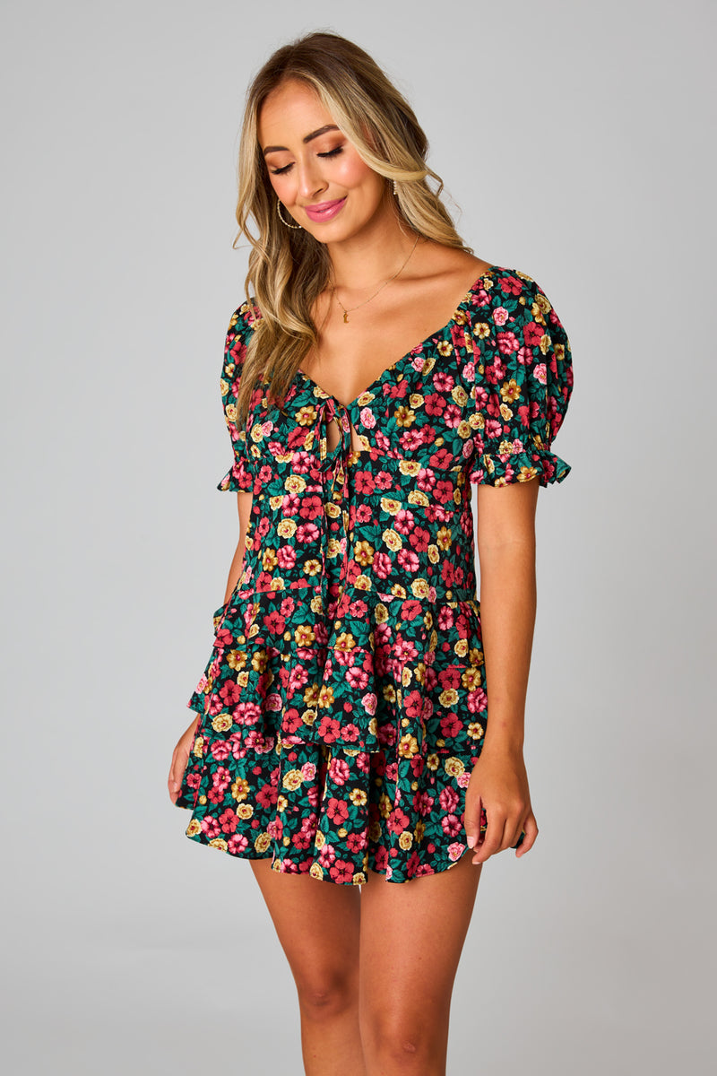 BuddyLove Tammy Ruffle Mini Dress - Botanical