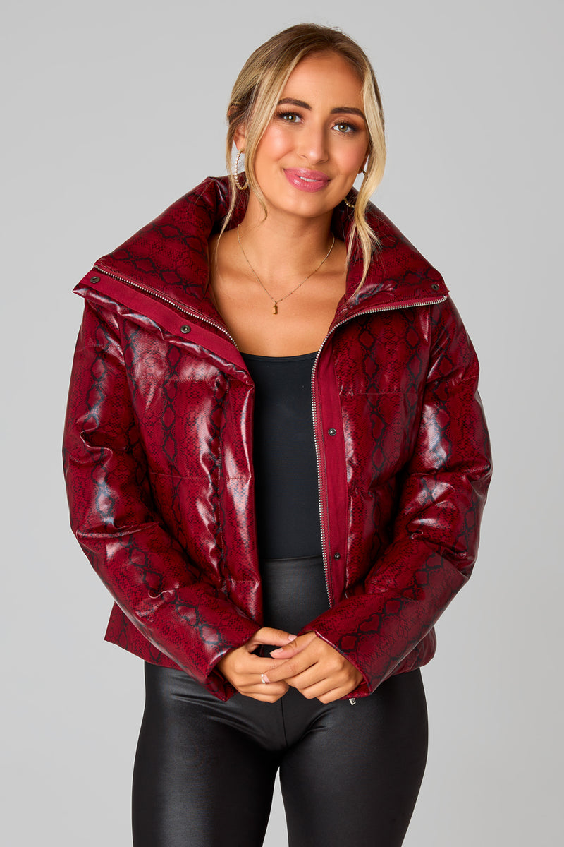 BuddyLove Addison Puffer Jacket - Red Snake
