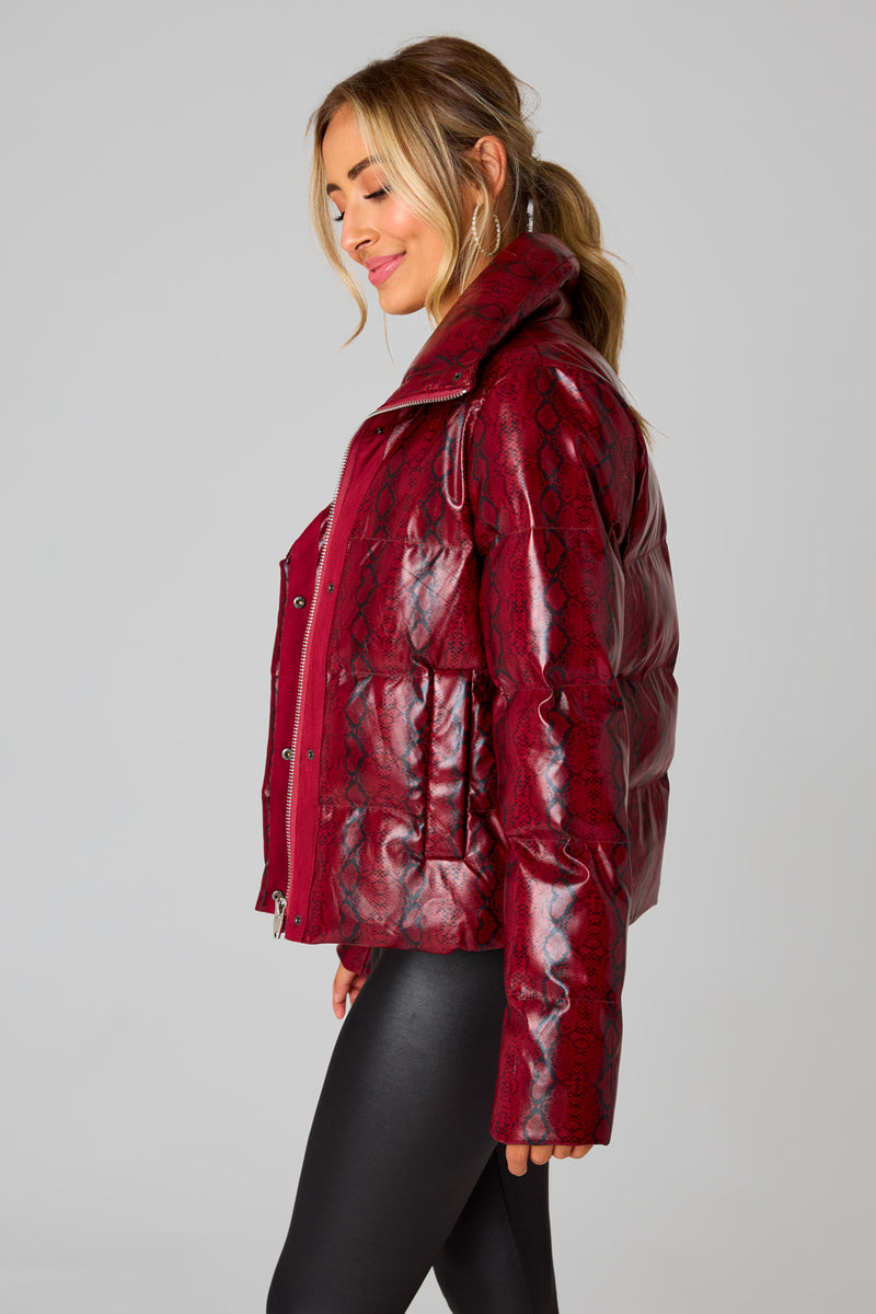 BuddyLove Addison Puffer Jacket - Red Snake
