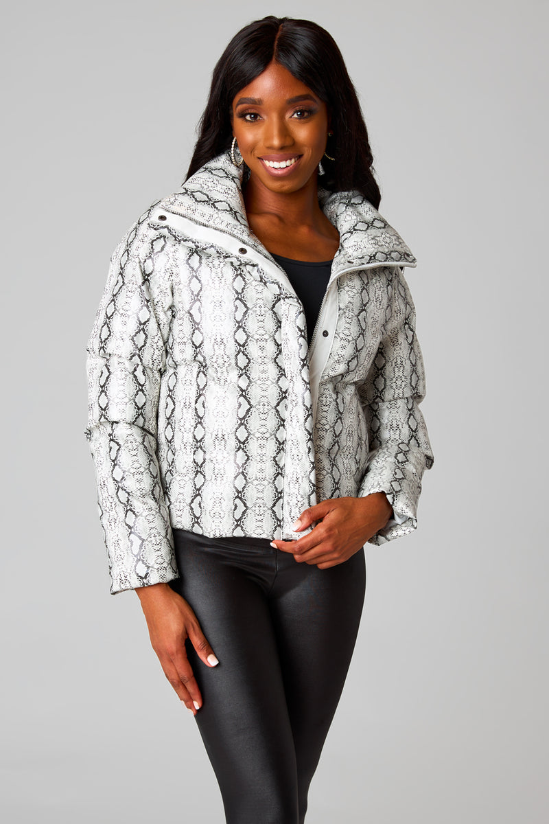 BuddyLove Addison Puffer Jacket - White Snake