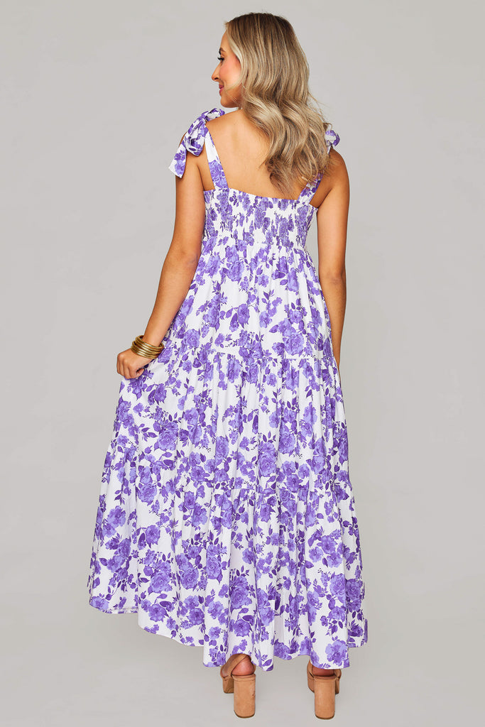 BuddyLove Arlene Tie-Shoulder Maxi Dress - Purple Floral