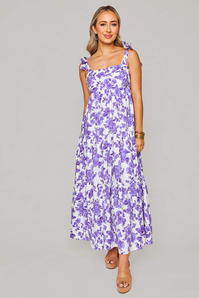BuddyLove Arlene Tie-Shoulder Maxi Dress - Purple Floral