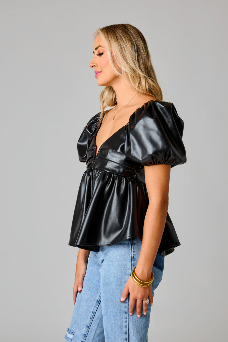 BuddyLove Houston Puff Sleeve Top - Ink