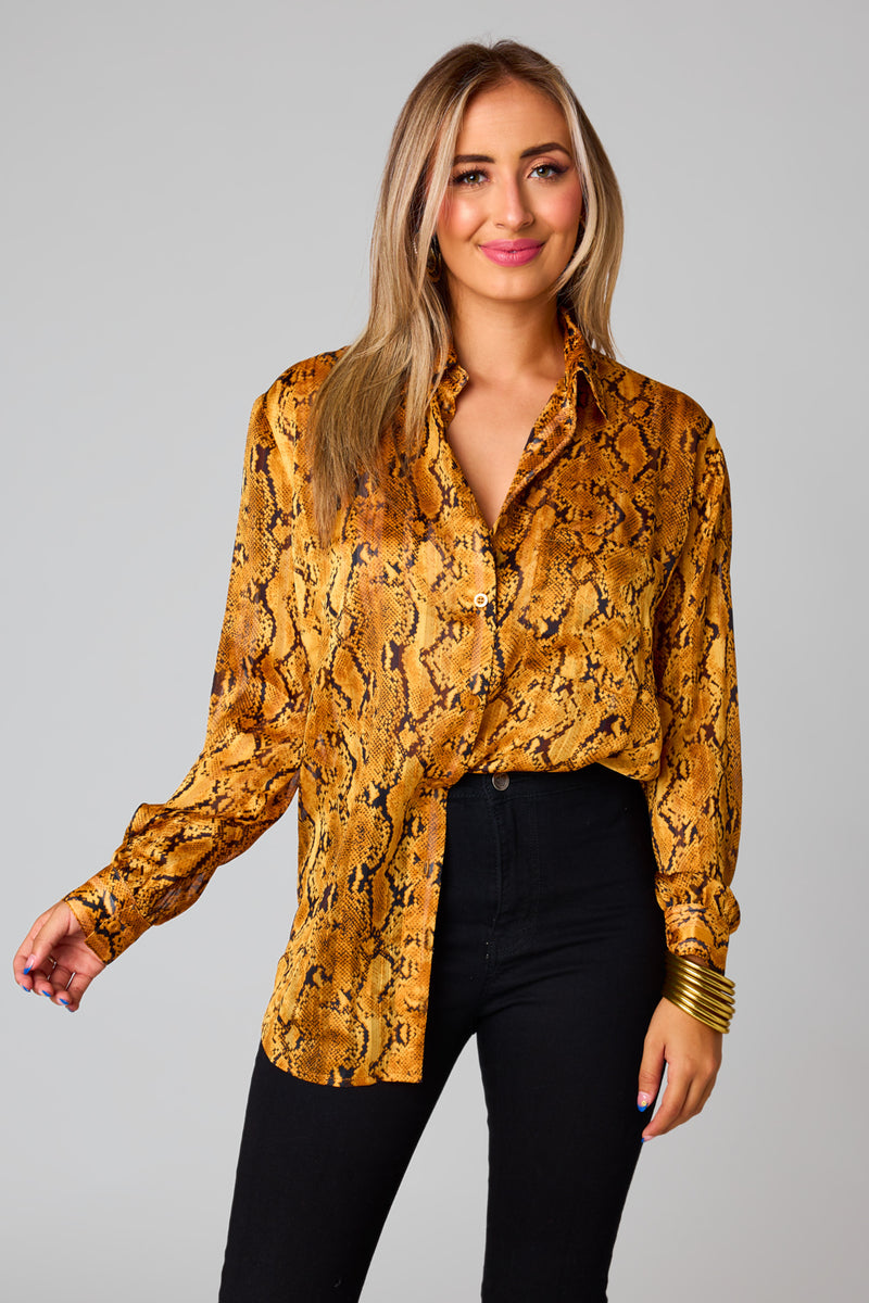 BuddyLove Portia Loose Button Up Top - Snake Charmer
