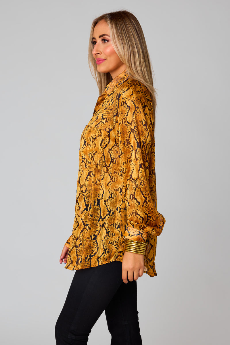 BuddyLove Portia Loose Button Up Top - Snake Charmer