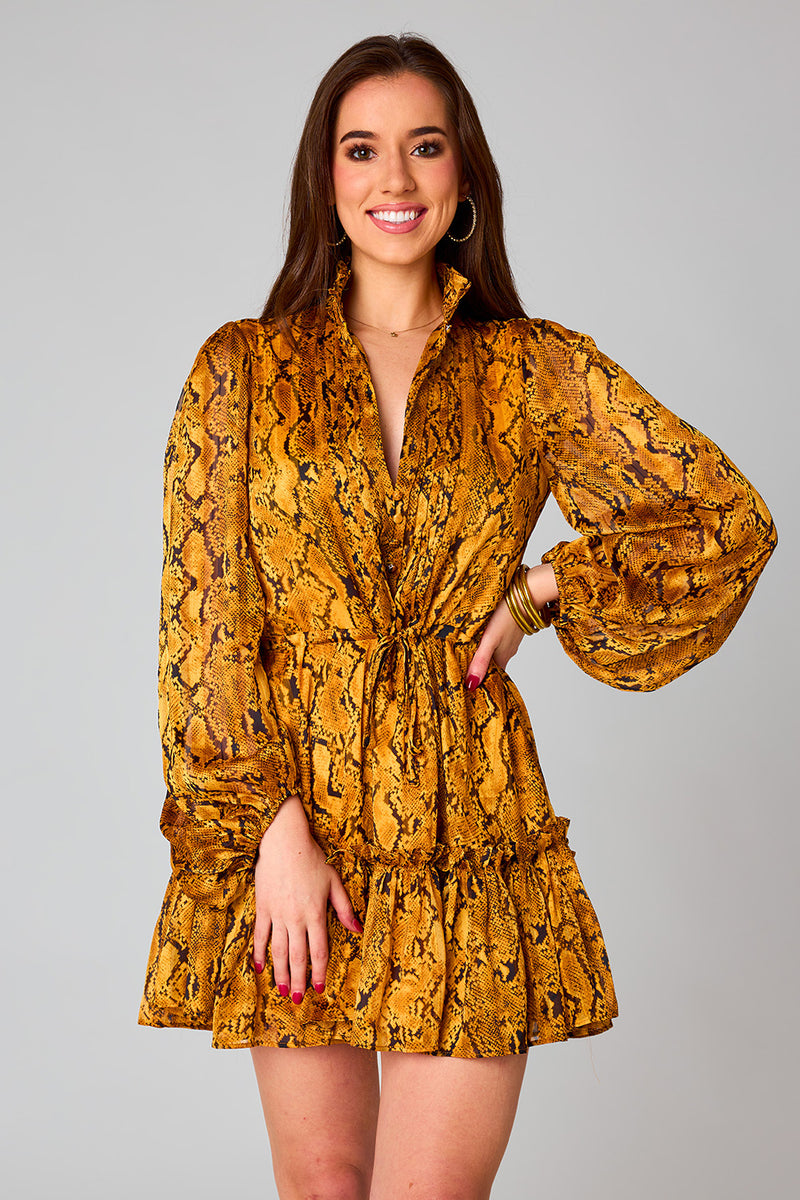 BuddyLove Grace Long Sleeve Short Dress - Snake Charmer
