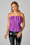 Giselle Pleated Strapless Top - Iris